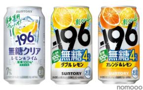 【サントリーから「-196無糖〈クリア〉」が新発売!】また「ダブルレモン」「オレンジ&レモン」がパッケージリニューアル