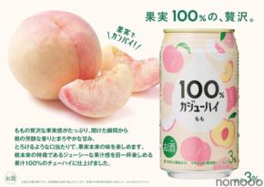 【桃果汁100%！】贅沢な果汁を楽しむチューハイ「100％カジューハイ　もも」新発売