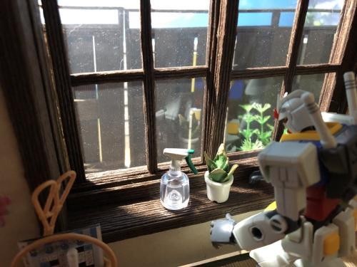 植物にひなたぼっこさせてあげるガンダムさん