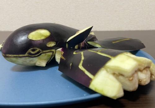 「推し愛」で生まれた海の化身　ナス製カイオーガ精霊馬が24万いいね