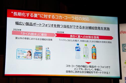 コカ･コーラ社では今年から「ハイドレ365」を合言葉に、年間を通じた水分補給の重要性を推奨するキャンペーンを実施
