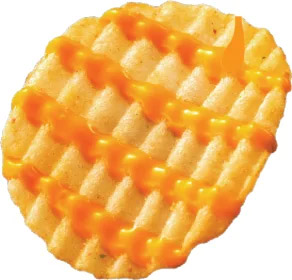 波型カットとライン状にかけたチーズクリームが特長