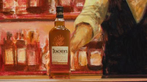 絵の中から語りかけてくるバーマスターにすすめられ、「ティーチャーズ ハイボール」を初めて味わいます