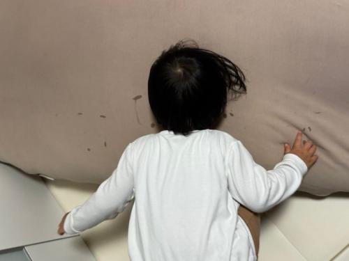 ヨギボーに顔をうずめる娘さん