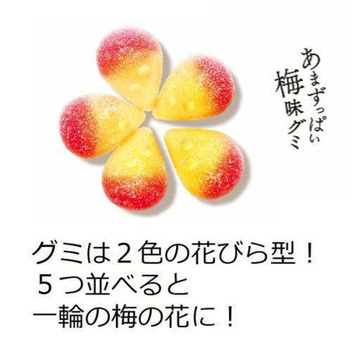 赤と黄色を使った花びら型グミ