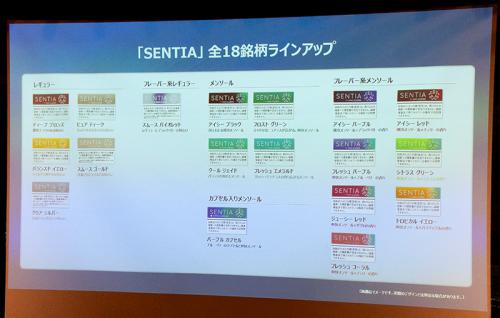 2026年3月現在で18銘柄の「SENTIA」シリーズ