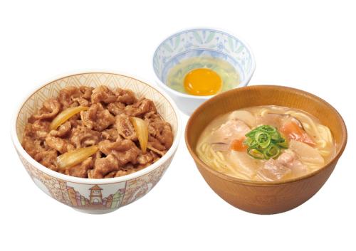牛丼（並盛）＋とん汁みそらーめんたまごセット