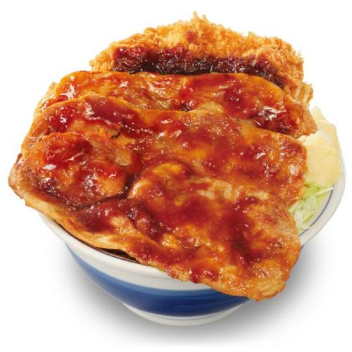 大判豚の生姜焼きとチキンカツの合い盛り丼（トリプル）