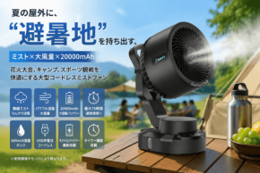LivelyLife、ミスト機能と大風量を搭載したコードレスミストファン「SOPPY」を発売