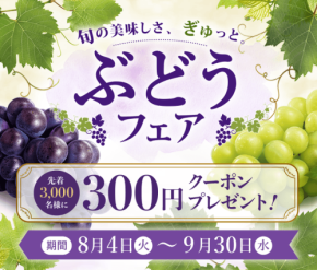 JAタウンでぶどうフェア開催、300円引きクーポンを先着プレゼント