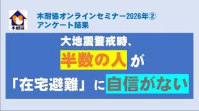 木耐協オンラインセミナー、在宅避難への不安と老後の住まいに関するアンケート結果を発表