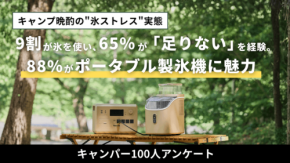 キャンプ晩酌の氷不足に悩むキャンパーが約7割に、解決策としてのポータブル製氷機に高い期待