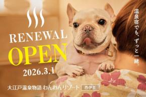 「大江戸温泉物語わんわんリゾート 西伊豆」、3月1日開業　旧大江戸温泉物語土肥マリンホテル