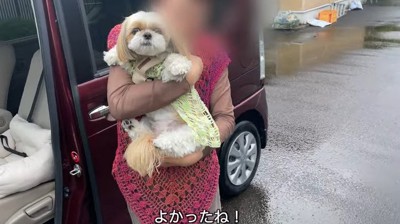 だっこされる犬