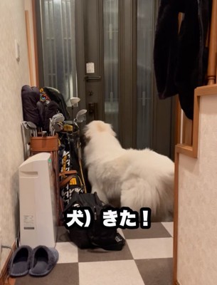 玄関扉が開く
