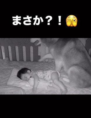 熟睡中の赤ちゃんのそばに…