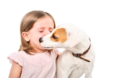 泣く少女と犬