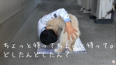 メイちゃんを抱えて…