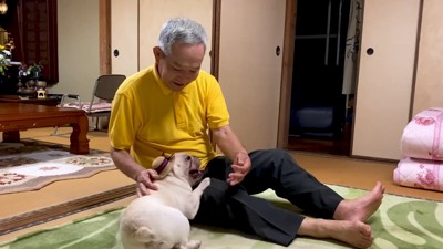 嬉しそうに甘える坊くん