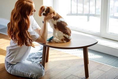女性と犬