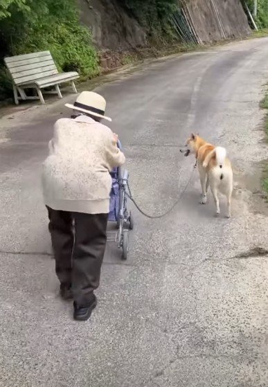 寄り添いながら歩くふたり
