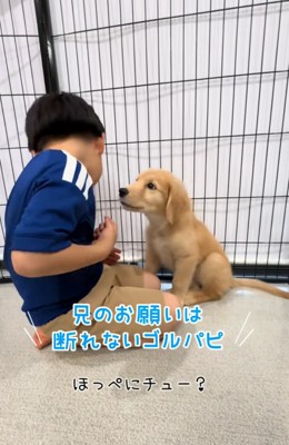 顔を近づける男の子