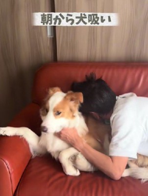 ぎゅっと抱きしめて犬吸い
