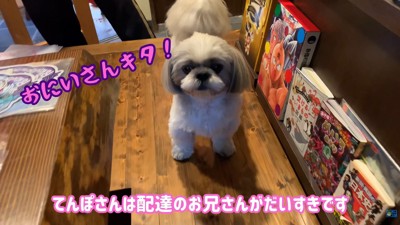 配達員さんに会えて大喜び♪
