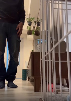 立ち止まるお父さん
