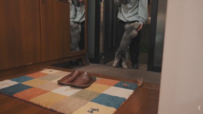 飛びついて熱烈歓迎♡