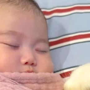 ぐっすりと眠る赤ちゃん→どうしても傍で寄り添いたい犬が…あまりにも愛おしい光景が16万再生「尊すぎて涙出た」「ふたりのほっぺたまらん」