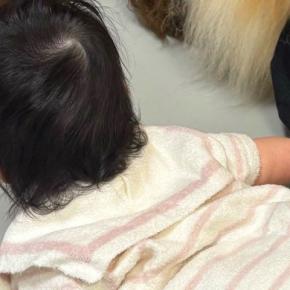 寝転がるパパに赤ちゃんが近づいた結果→『パパが盗られちゃう!』と焦った犬が…想定外の行動に爆笑「愛で窒息するww」「嫉妬してて可愛い」